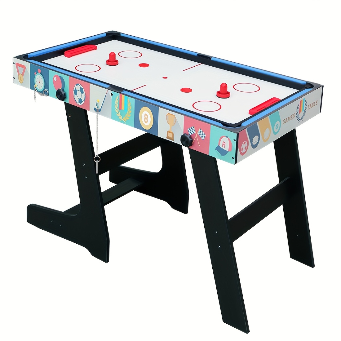 HLC 4-in-1 Multifunctionele Speeltafel Set met Biljart, Air Hockey, Ping Pong & Curling - Heavy-Duty Alles-in-één voor Familie Speelkamer Entertainment met Verstelbare Hoogte, Ruimtebesparend Ontwerp & Volledige Accessoires - Ideaal voor Alleen Volwassenen (Geen Batterijen)