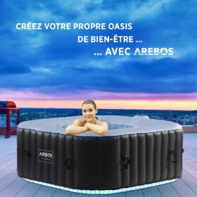 Arebos Whirlpool | 154 x 154 cm | met ledverlichting