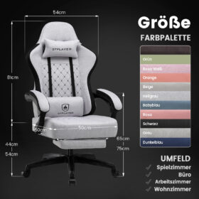 Ergonomische Gaming & Bureaustoel met Uitschuifbare Voetensteun