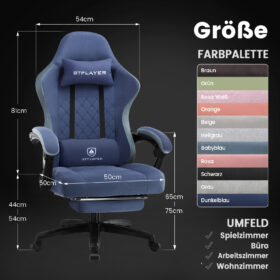 Ergonomische Gaming & Bureaustoel met Uitschuifbare Voetensteun