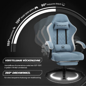 Ergonomische Gaming & Bureaustoel met Uitschuifbare Voetensteun