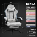 Ergonomische Gaming & Bureaustoel met Uitschuifbare Voetensteun