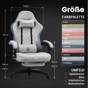 Ergonomische Gaming & Bureaustoel met Uitschuifbare Voetensteun