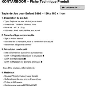 KONTARBOOR Baby Speelmat 180 x 150 x 1 cm