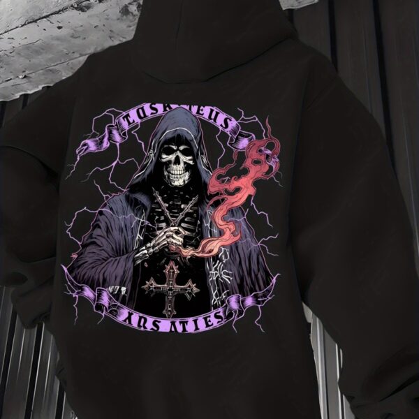 Zware 100% Gothic Grim Reaper Print Hoodie