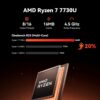 Mini PC AMD Ryzen 7 7730U (tot 4,5 GHz) 16GB DDR4 512GB SSD