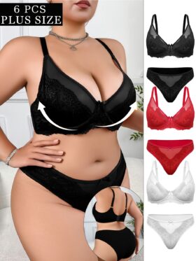6-delig Dames Plus Size Sexy Lingerie Set