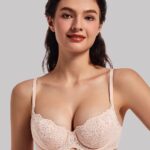 MELENECA Dames Plus Size Doorzichtige Balconette Push-Up BH