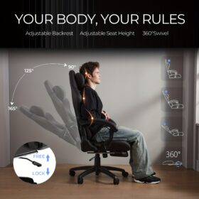 Gamingstoel in race-stijl met lendensteun en een gewichtscapaciteit van 181,44 kg