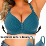 4-delige set plus size gestreepte en effen comfortabele bh's