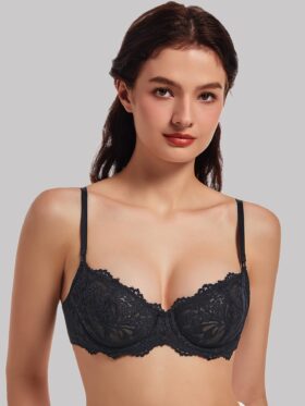 MELENECA Dames Plus Size Doorzichtige Balconette Push-Up BH