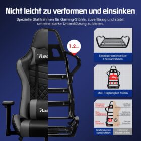 Een comfortabele gamingstoel met verstelbaar lendenkussen