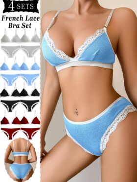 16-delige Sexy Deep-V Elegante Kanten Dames BH Set Verstelbare Bandjes