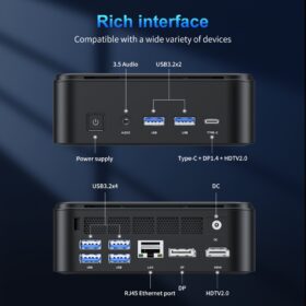 Mini PC AMD Ryzen 7 7730U (tot 4,5 GHz) 16GB DDR4 512GB SSD