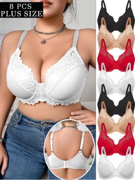 Een pakket van 8 plus-size damesbeha's