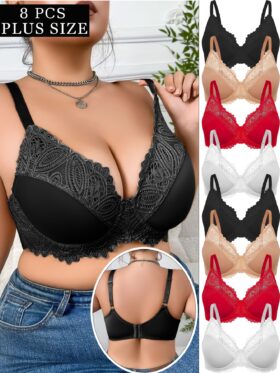 Een pakket van 8 plus-size damesbeha's