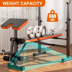 6-in-1 Verstelbare Gewichtbank met Squat Rack