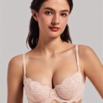 MELENECA Dames Plus Size Doorzichtige Balconette Push-Up BH