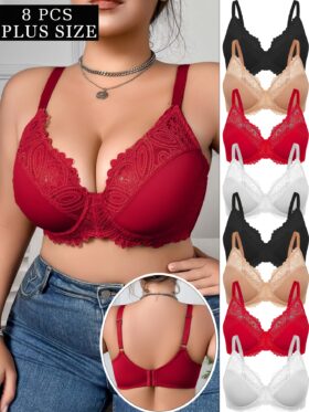 Een pakket van 8 plus-size damesbeha's