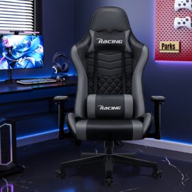 Een comfortabele gamingstoel met verstelbaar lendenkussen