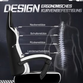 Gronfont Gamingstoel met Voetensteun, Schommelfunctie tot 155°