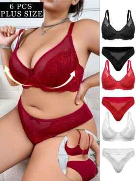 6-delig Dames Plus Size Sexy Lingerie Set