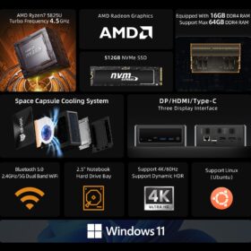 BMAX MINI PC met AMD Ryzen 7 5825U