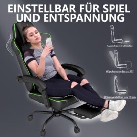 Een ergonomische gamingstoel met verstelbare rugleuning