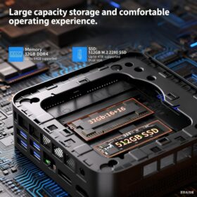 Mini PC AMD Ryzen 7 7730U (tot 4,5 GHz) 16GB DDR4 512GB SSD