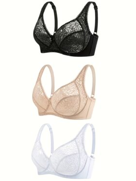 Set van drie damesbh's met beugel
