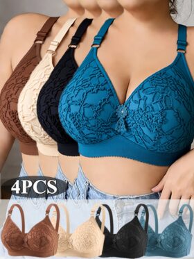 4 stuks kanten borduurwerk plus size bh