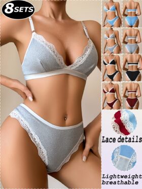 16-delige Sexy Deep-V Elegante Kanten Dames BH Set Verstelbare Bandjes