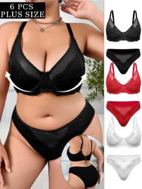 6-delig Dames Plus Size Sexy Lingerie Set