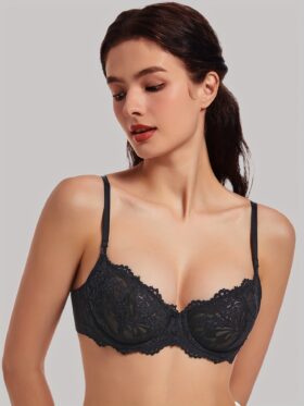 MELENECA Dames Plus Size Doorzichtige Balconette Push-Up BH