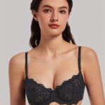 MELENECA Dames Plus Size Doorzichtige Balconette Push-Up BH