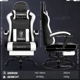 Gronfont Gamingstoel met Voetensteun, Schommelfunctie tot 155°