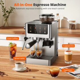 De 20Bar espressomachine is uitgerust met een conische molen