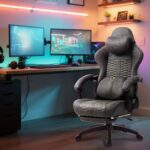 Gamingstoel in race-stijl met lendensteun en een gewichtscapaciteit van 181,44 kg