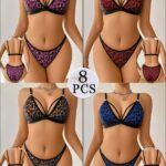 Set van 8 damesbh's met een stijlvolle luipaardprint