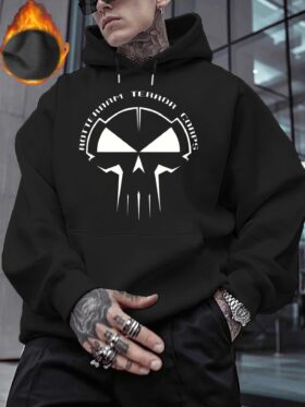 Casual hoodie voor heren met een Punisher-schedel ontwerp