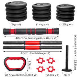 4-in-1 Verstelbare Dumbbell Set met Kettlebell
