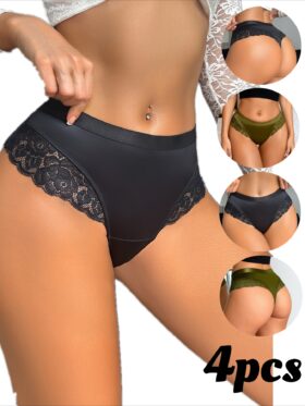 Set van 4 dames satijnen kanten ondergoed