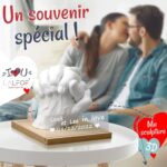 3D-handvormende set voor koppels met naam, datum en houten sokkel