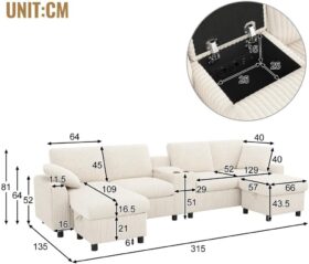 bankstel1 Gestoffeerde bank voor woonkamer met usb