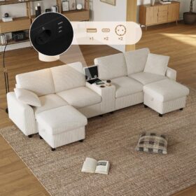 bankstel2 Gestoffeerde bank voor woonkamer met usb