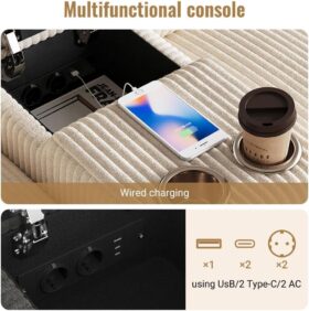 bankstel5 Gestoffeerde bank voor woonkamer met usb