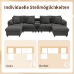 U/L modulaire hoekbank met bluetooth-luidspreker, console en draadloos en USB-opladen