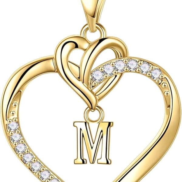 Hartvormige halsketting voor dames, zilver-goud