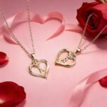 Hartvormige halsketting voor dames, zilver-goud