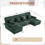 Hoekbank 4-zits in U-vorm met verstelbare led, USB-C-aansluitingen